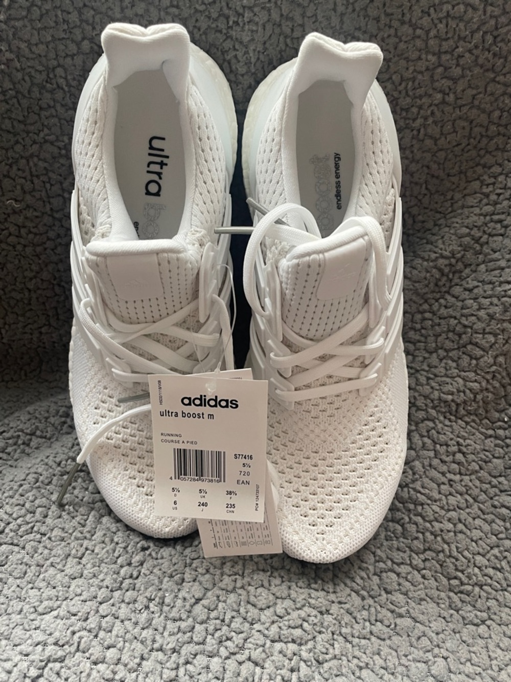 adidas White Ultra Boost Knit Running Sneakers - Picture 3 of 6